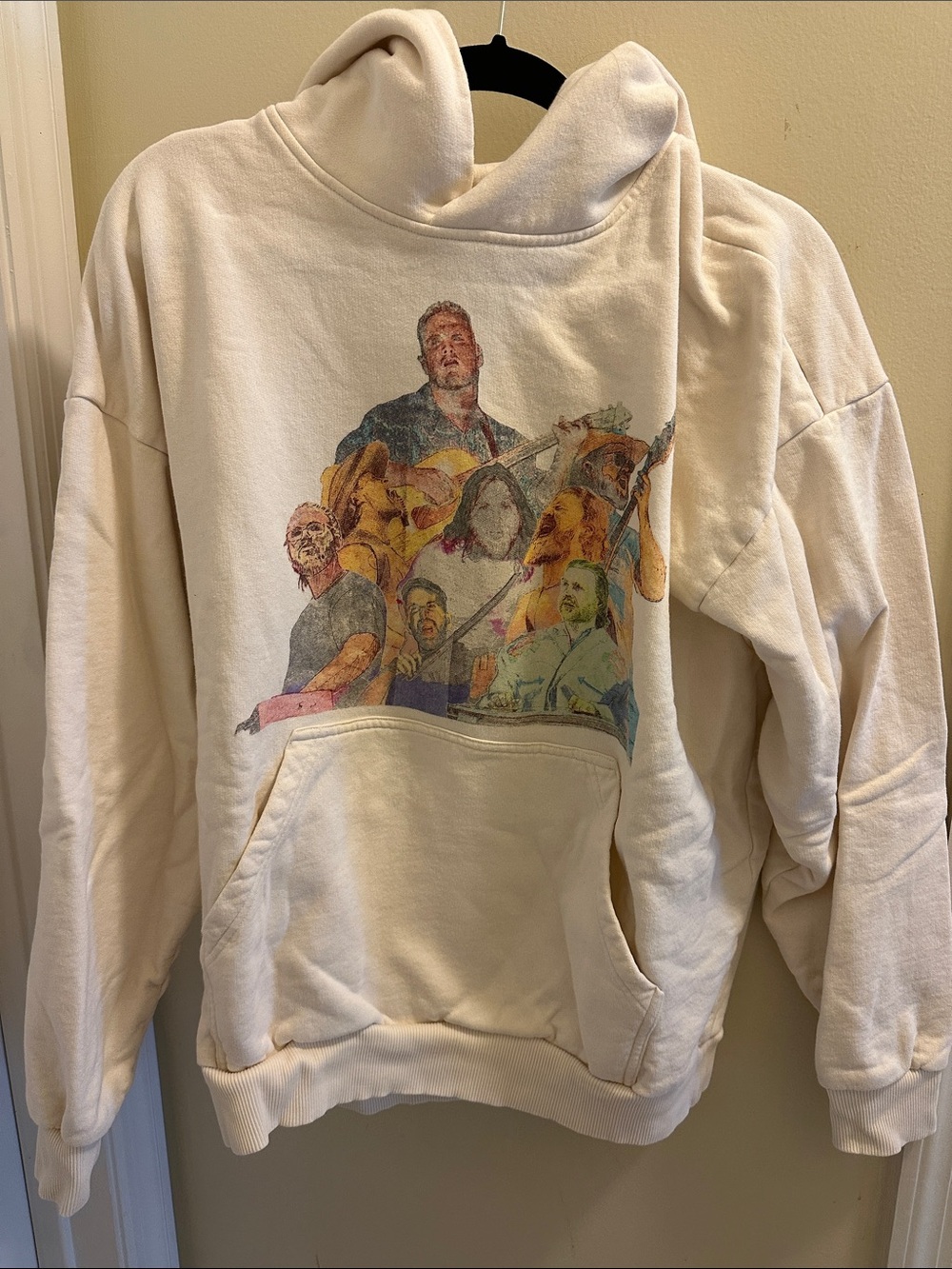 Zach Bryan Quittin Time Tour Cream Graphic Pullover Hoodie Sweatshirt - Men's